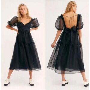 Free People Black Midi Tulle Hailey Dress, size 4.